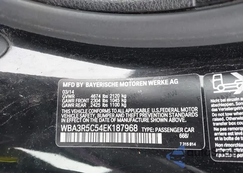 2014 BMW 435I xDrive из США, поврежденный, VIN WBA3R5C54EK187968